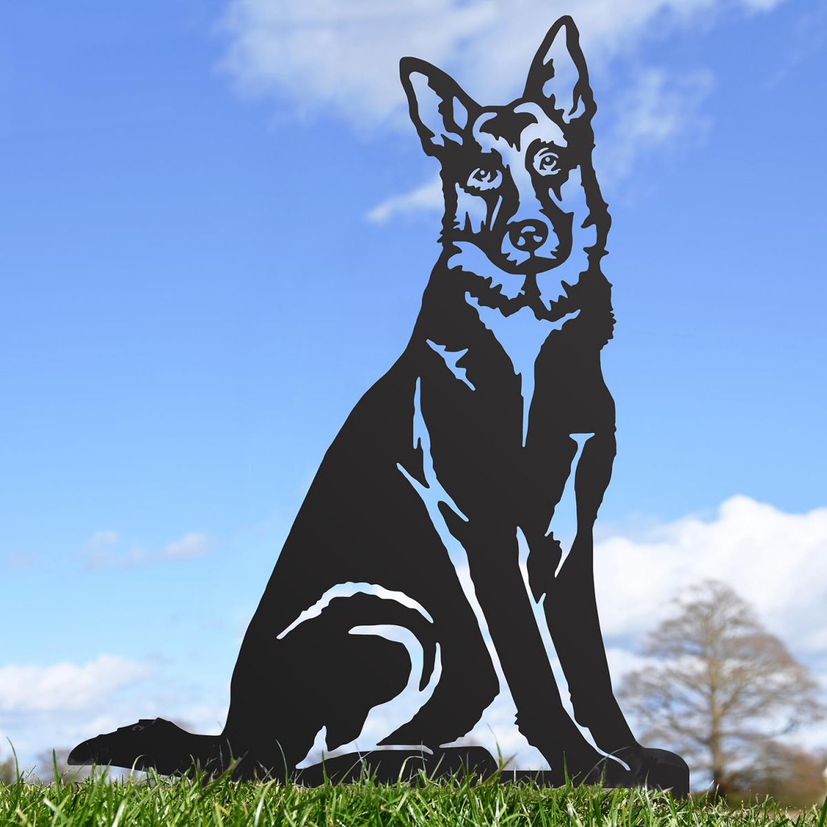 German Shepherd Silhouette on Display Outside 