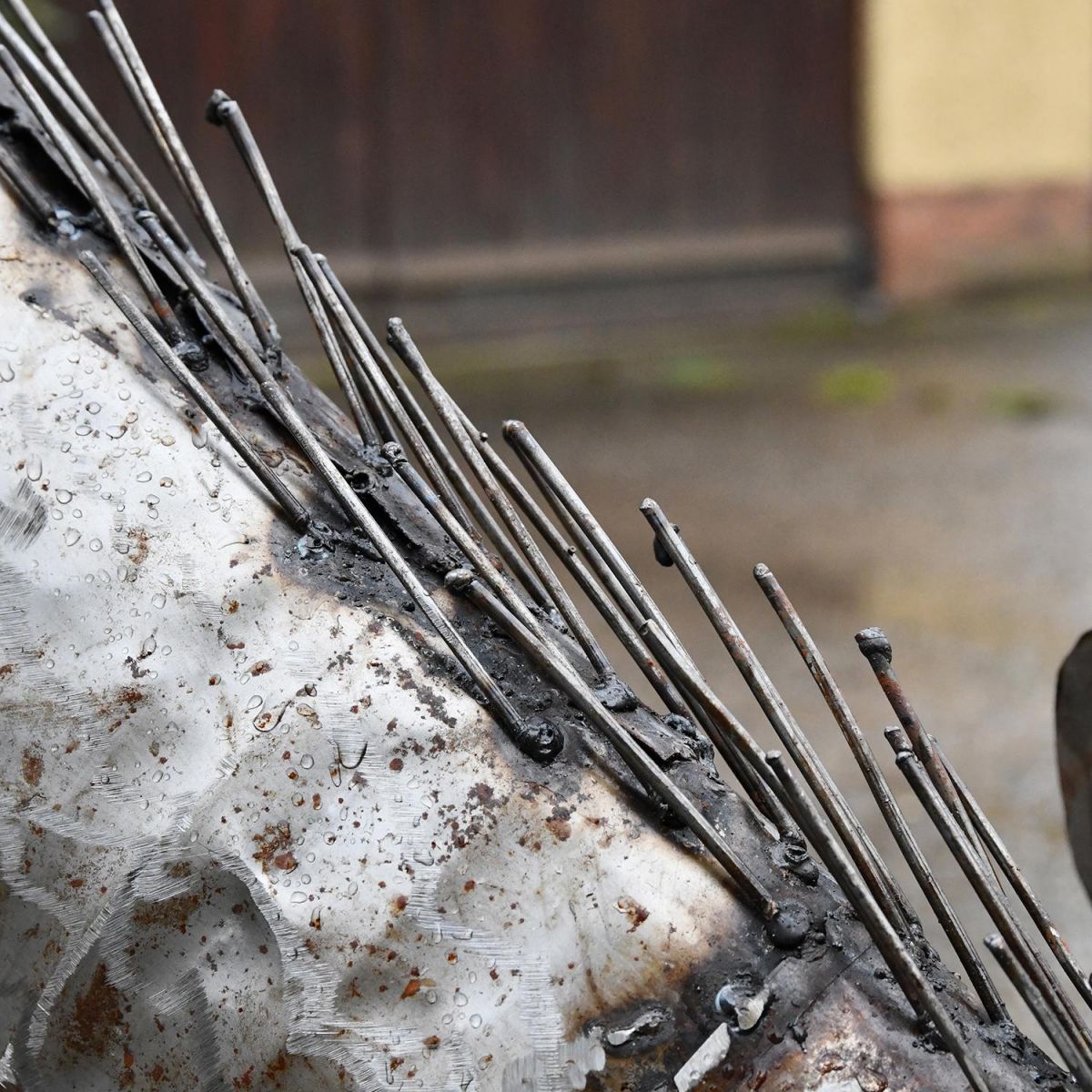 Close-up of the Detail on the Drinking Giraffe Sculpture