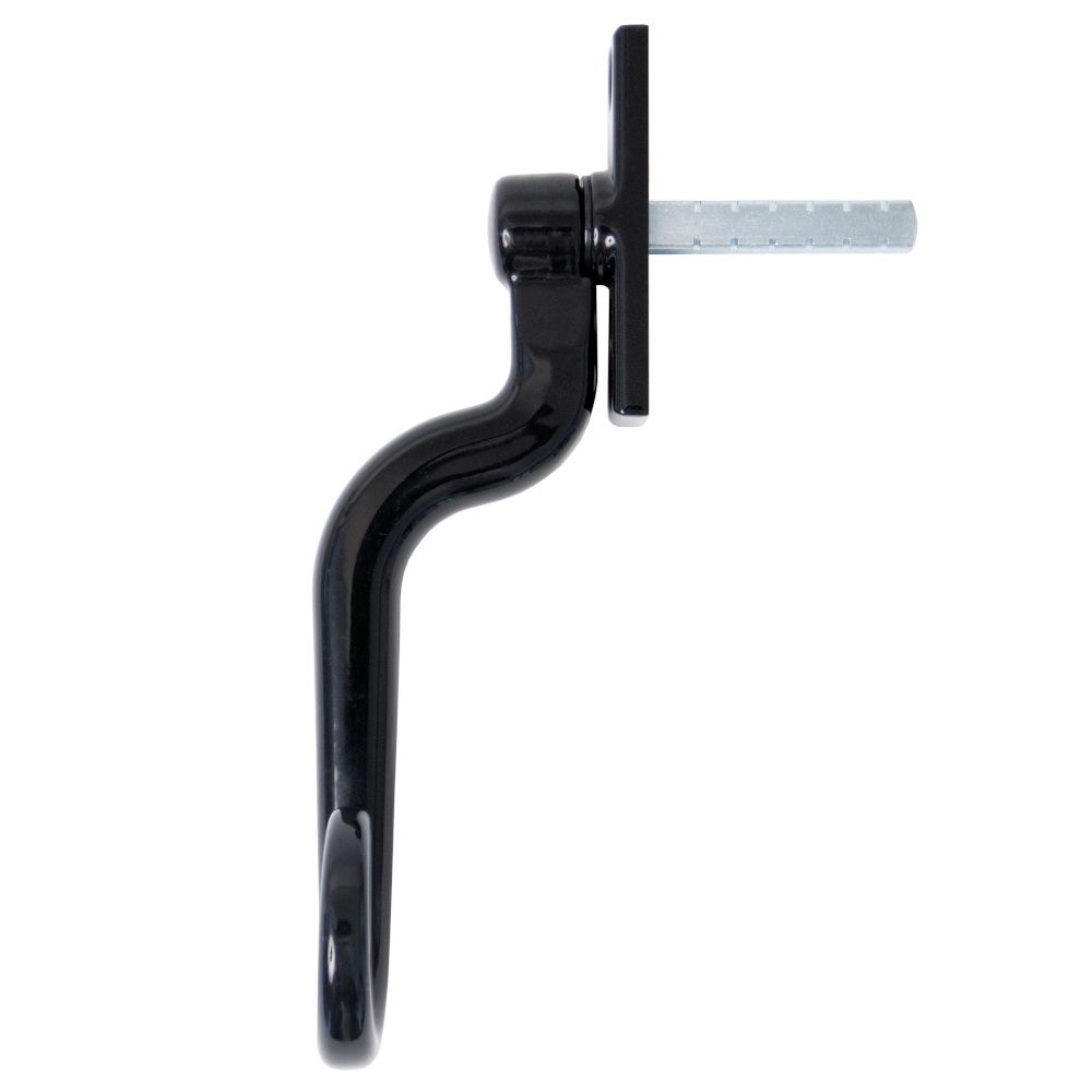 Glossy Black Monkeytail Espagnolette Window Handle right handed side view