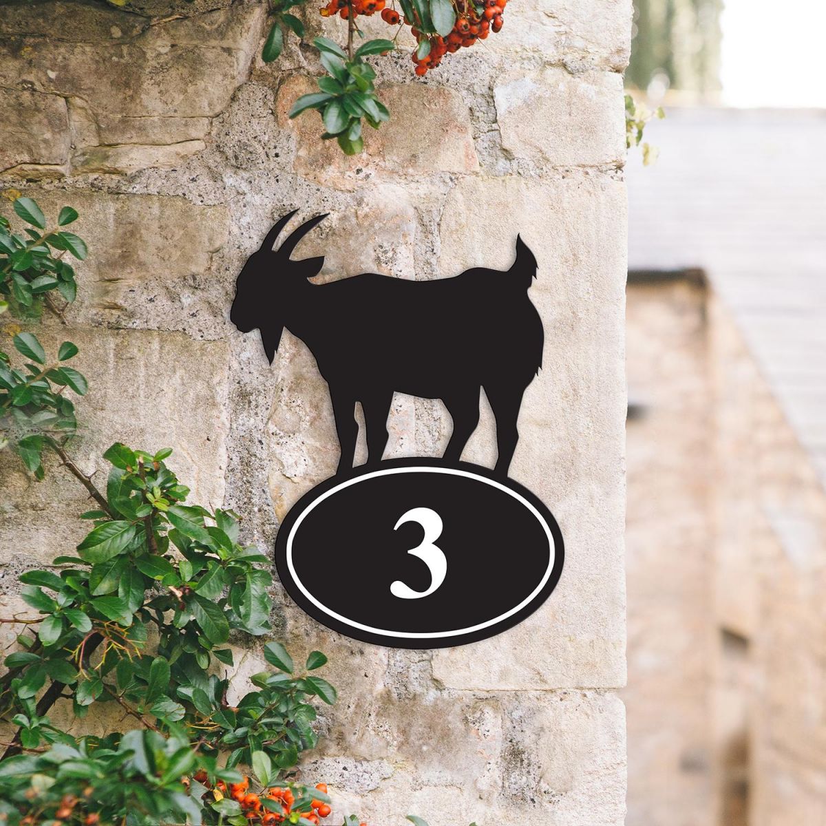 Bespoke Goat Iron House Number Sign in Situ