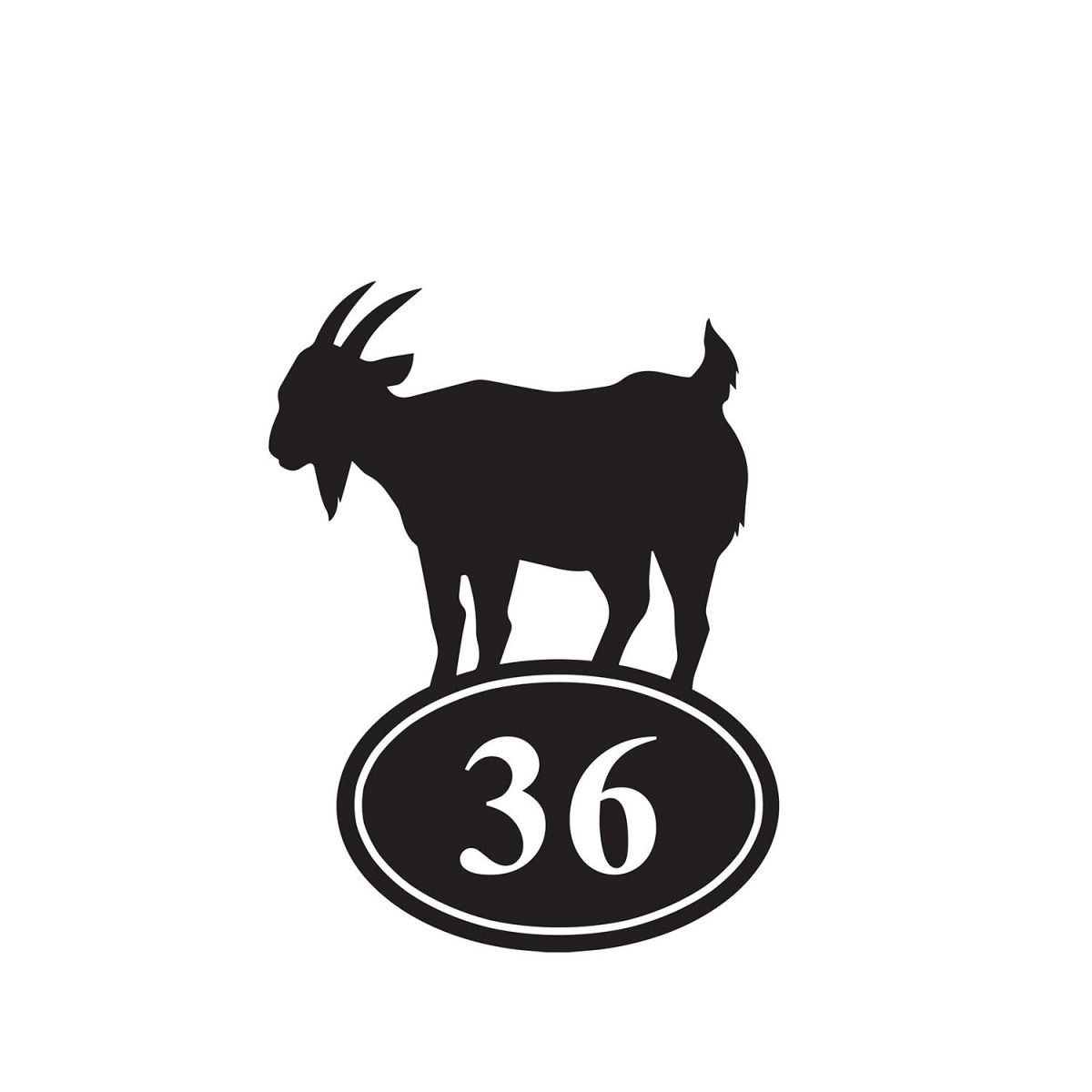 Goat Iron House Number Sign Finished in Black
