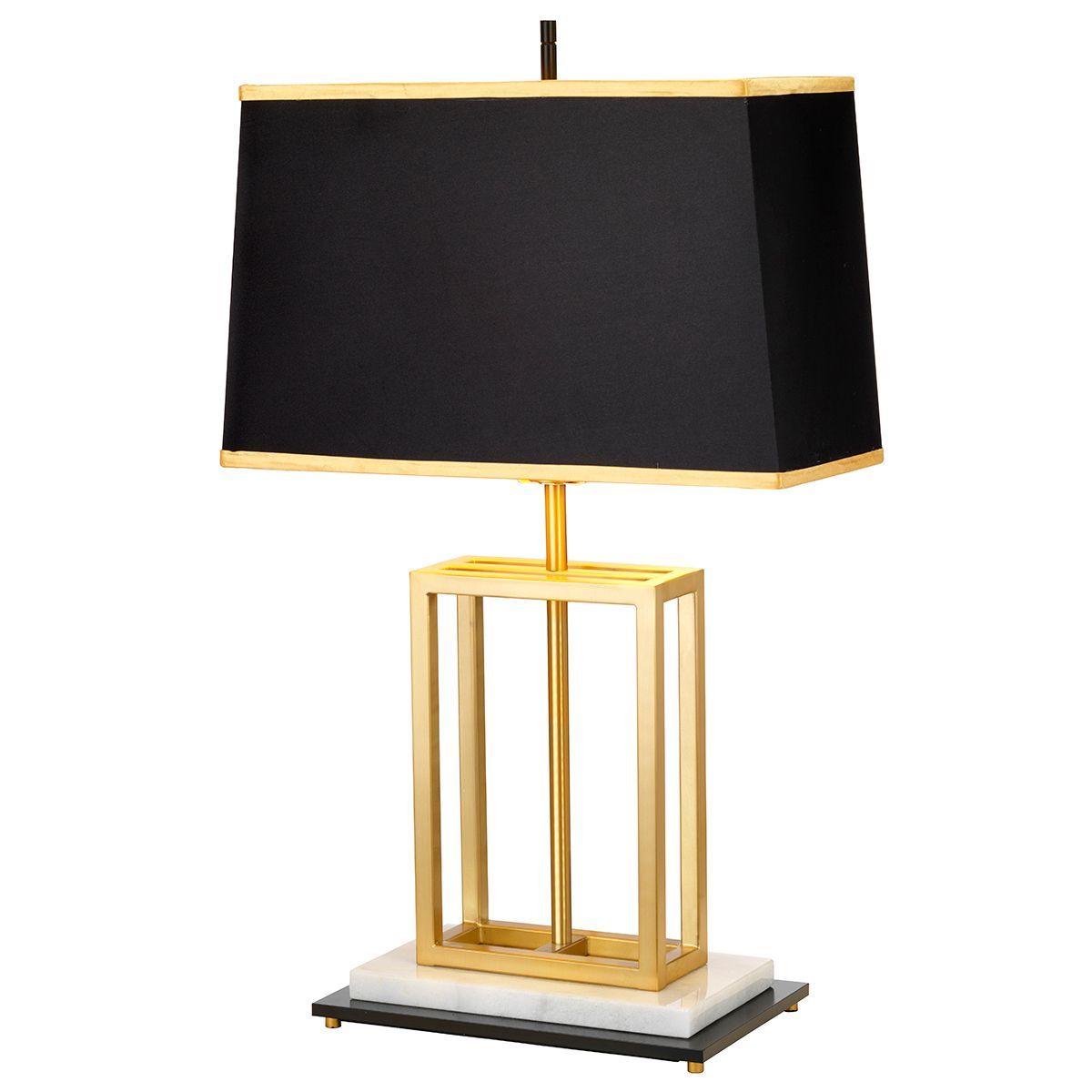  Marble Base, Brass & Black Table Lamp