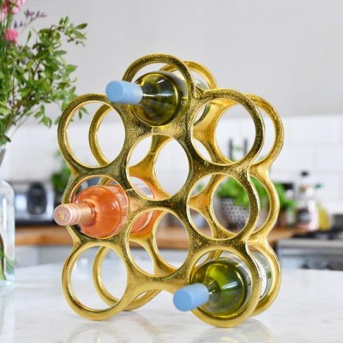 Gold "Floating Bubbles" Wine Rack 