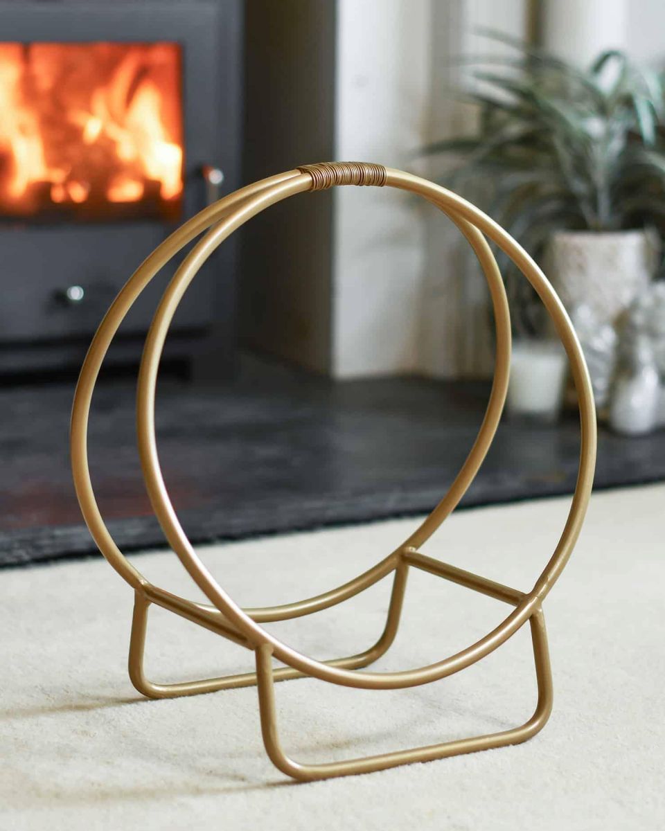 45cm Gold Circular Log Rack & Holder