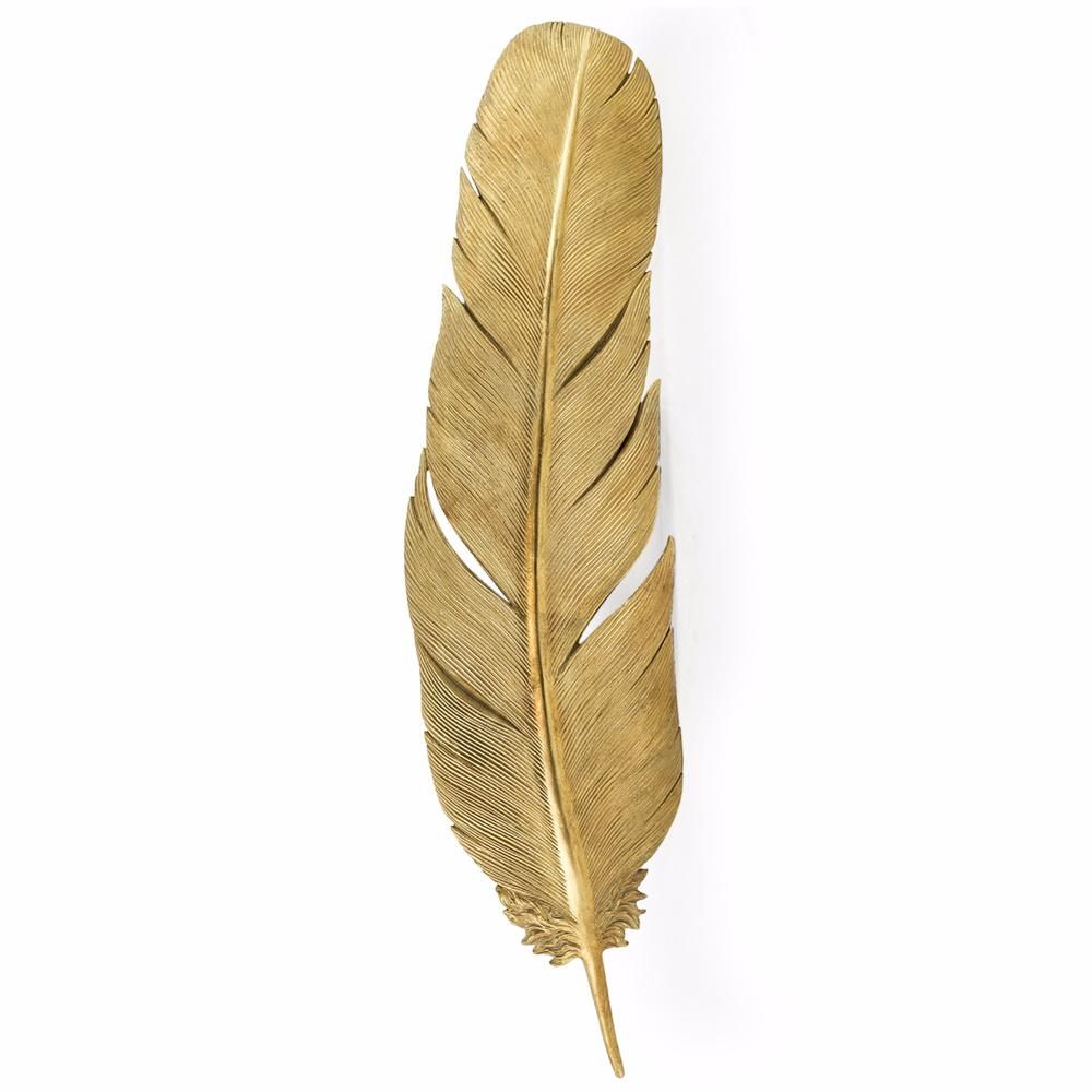 Feather Wall Art in a Gold Finish