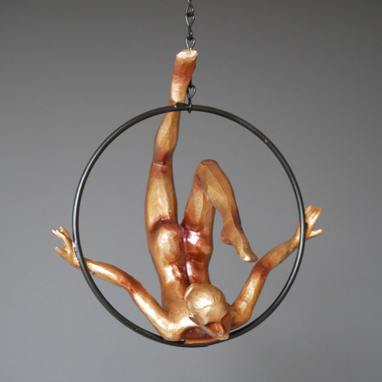 Hanging Acrobat Woman Ornament in Gold Hanging Acrobat Woman Ornament in Gold