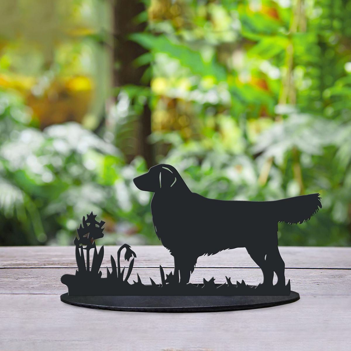 Golden Retriever Garden Silhouette Ornament in Situ