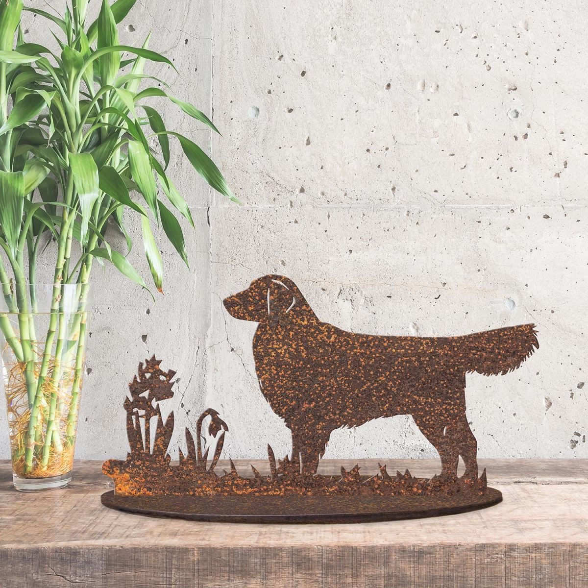 Golden Retriever Rustic Garden Silhouette Ornament in Side in the Conservatory 