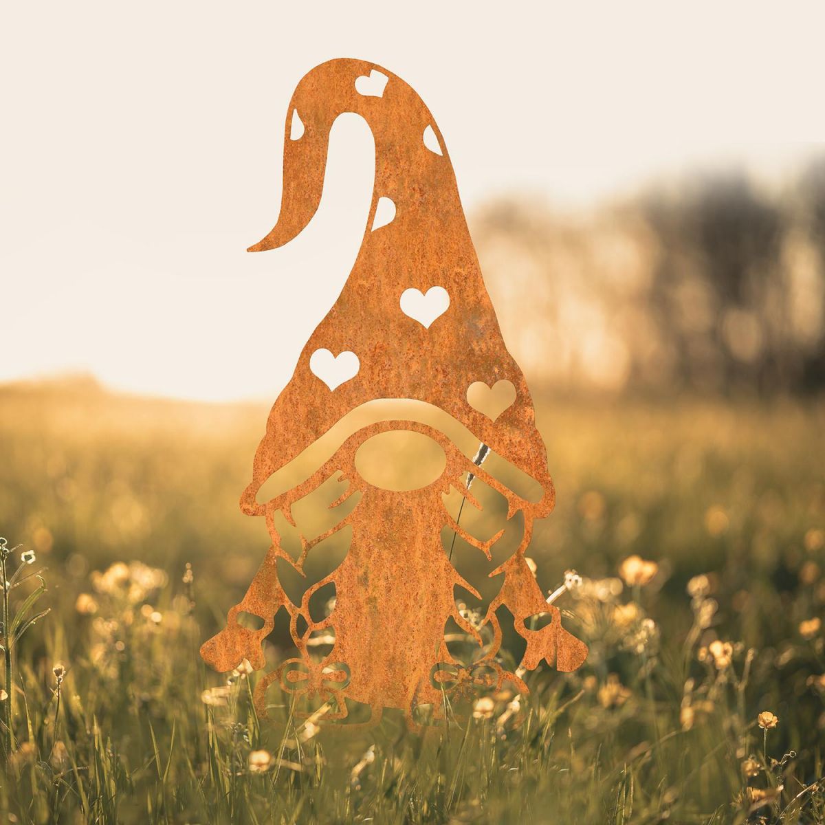 Gonk Gnome With Heart Hat Silhouette in Use in a Field