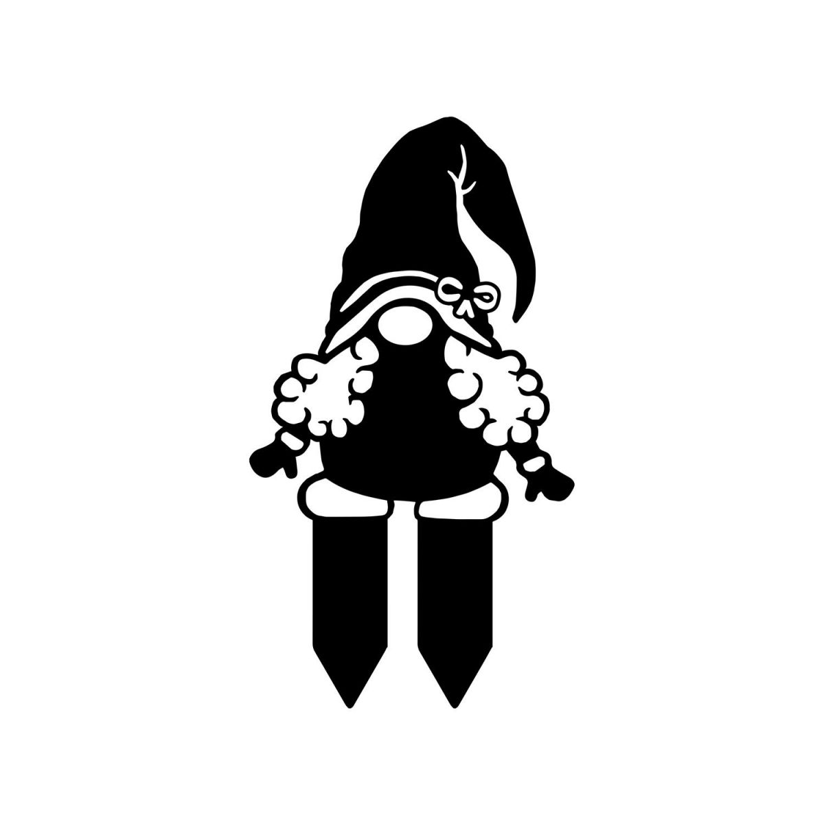 Gonk Gnome With Moustache Silhouette in a Black Finish