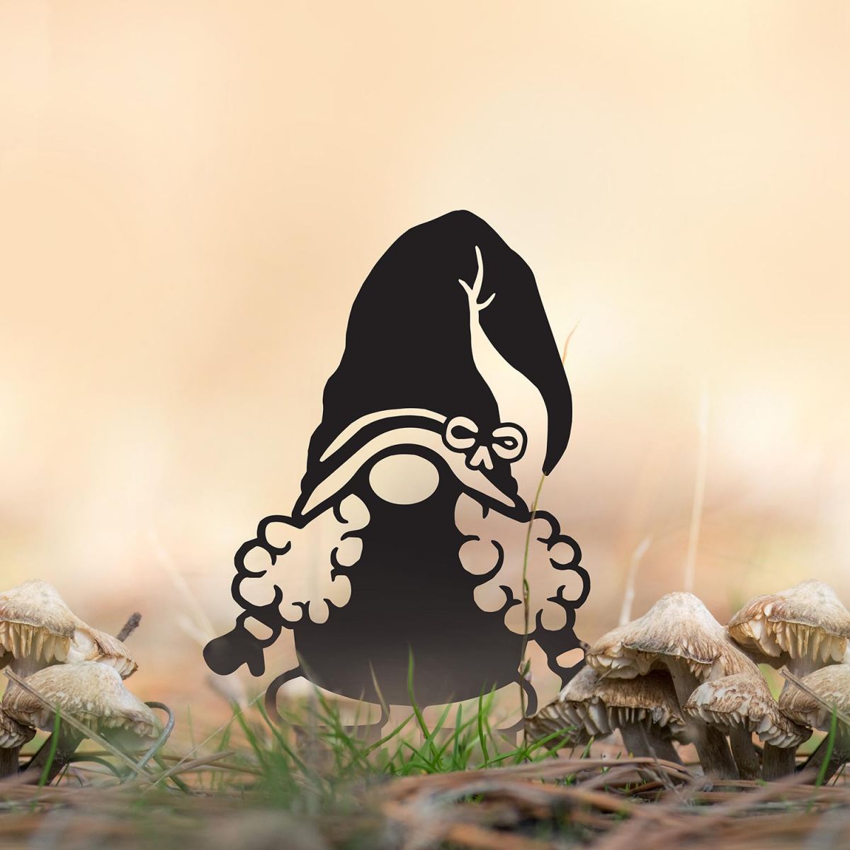 Gonk Gnome With Moustache Silhouette in Use Outdoors