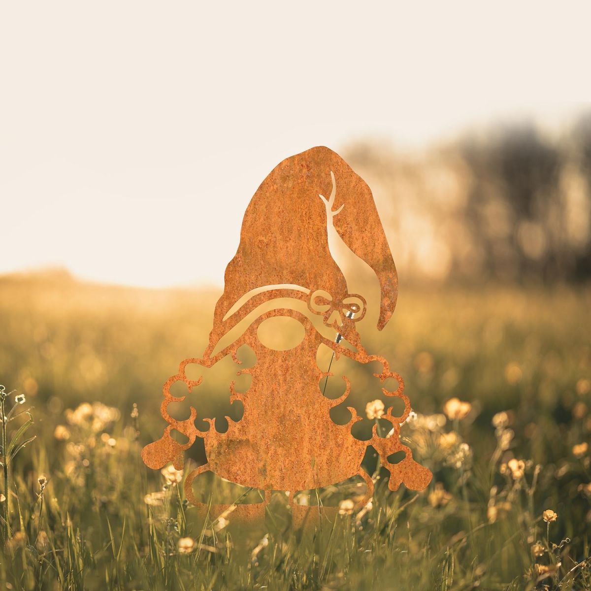 Gonk Gnome With Moustache Silhouette in Use in a Field