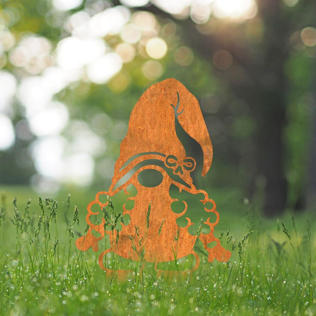 Gonk Gnome With Moustache Silhouette in Situ in the Garden