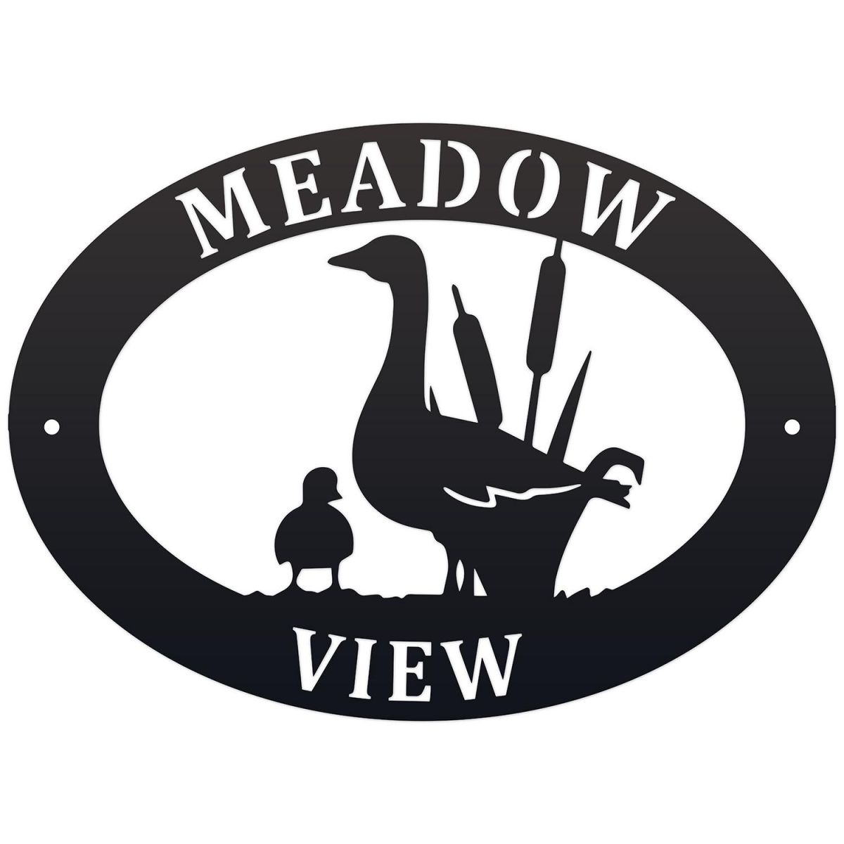 Goose & Gosling Iron Oval House Sign in a Black Finish