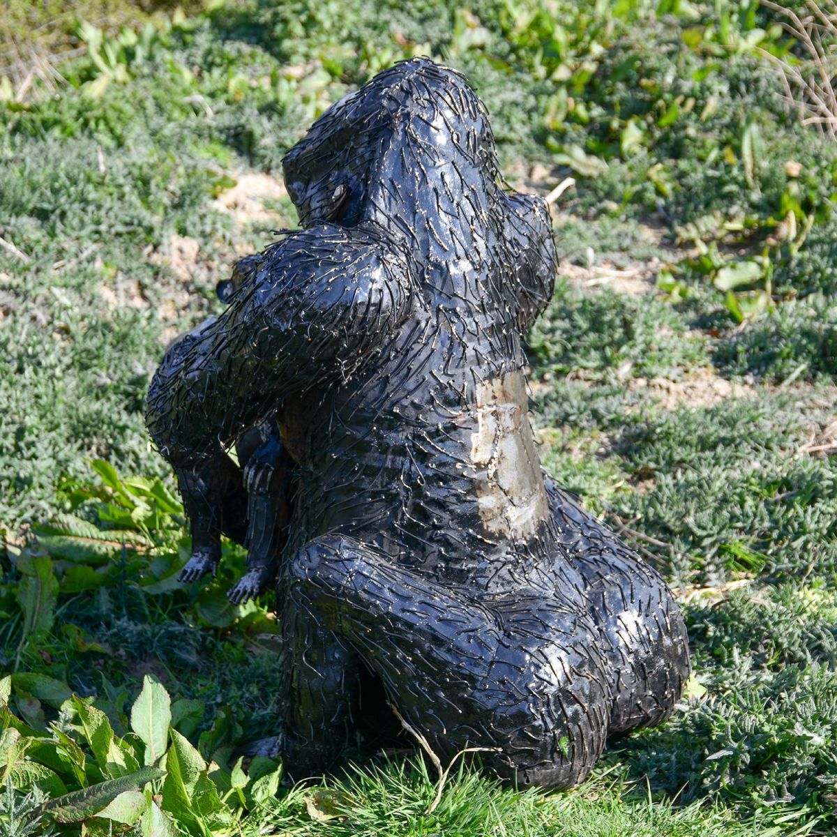 View of the Back of the Gorilla with Baby Sculpture