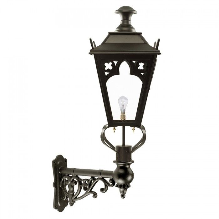 Black Gothic Wall Lantern on an Ornate Capella Bracket Black Gothic Wall Lantern on an Ornate Capella Bracket