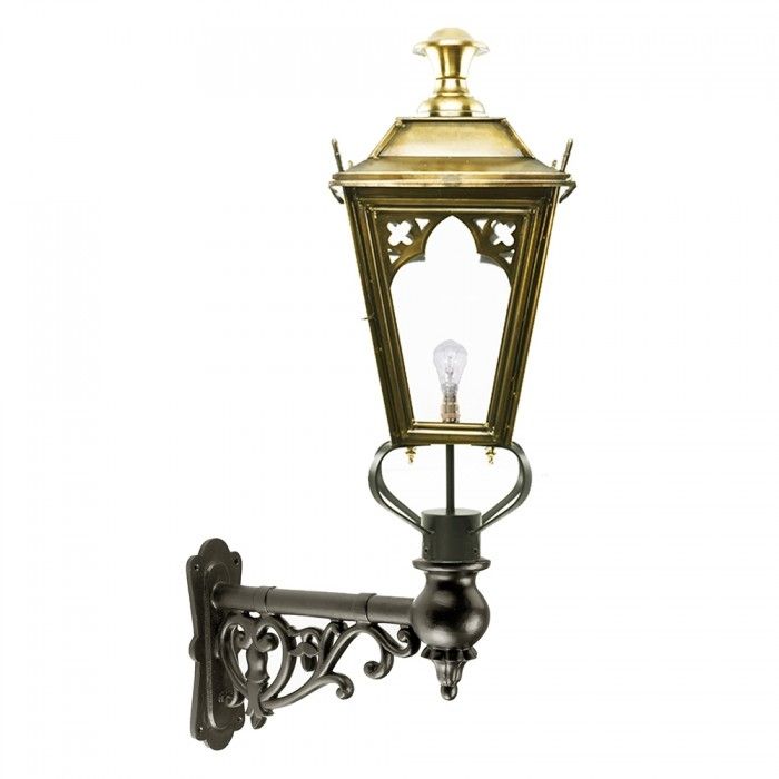 Brass Gothic Style Lantern on a Capella Wall Bracket