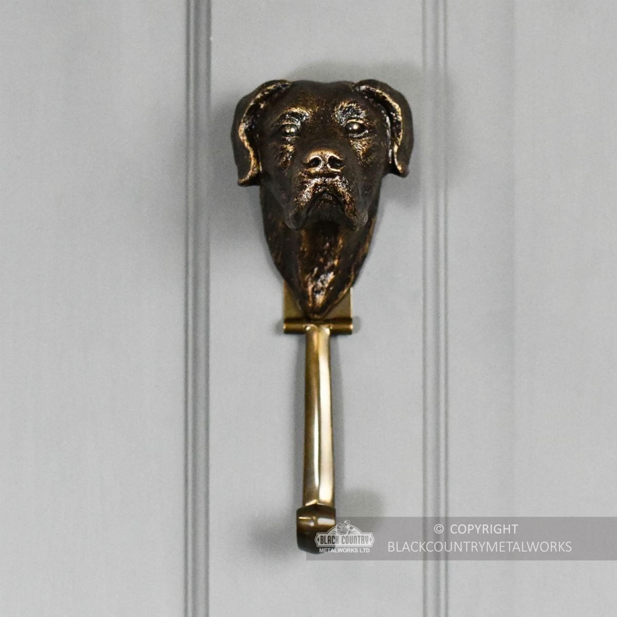 Front View of the Great Dane Dog Door Knocker