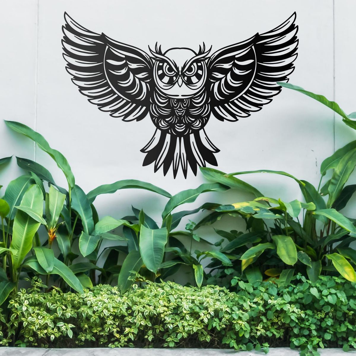 "Great Horned Owl" Wall Art in the Garden