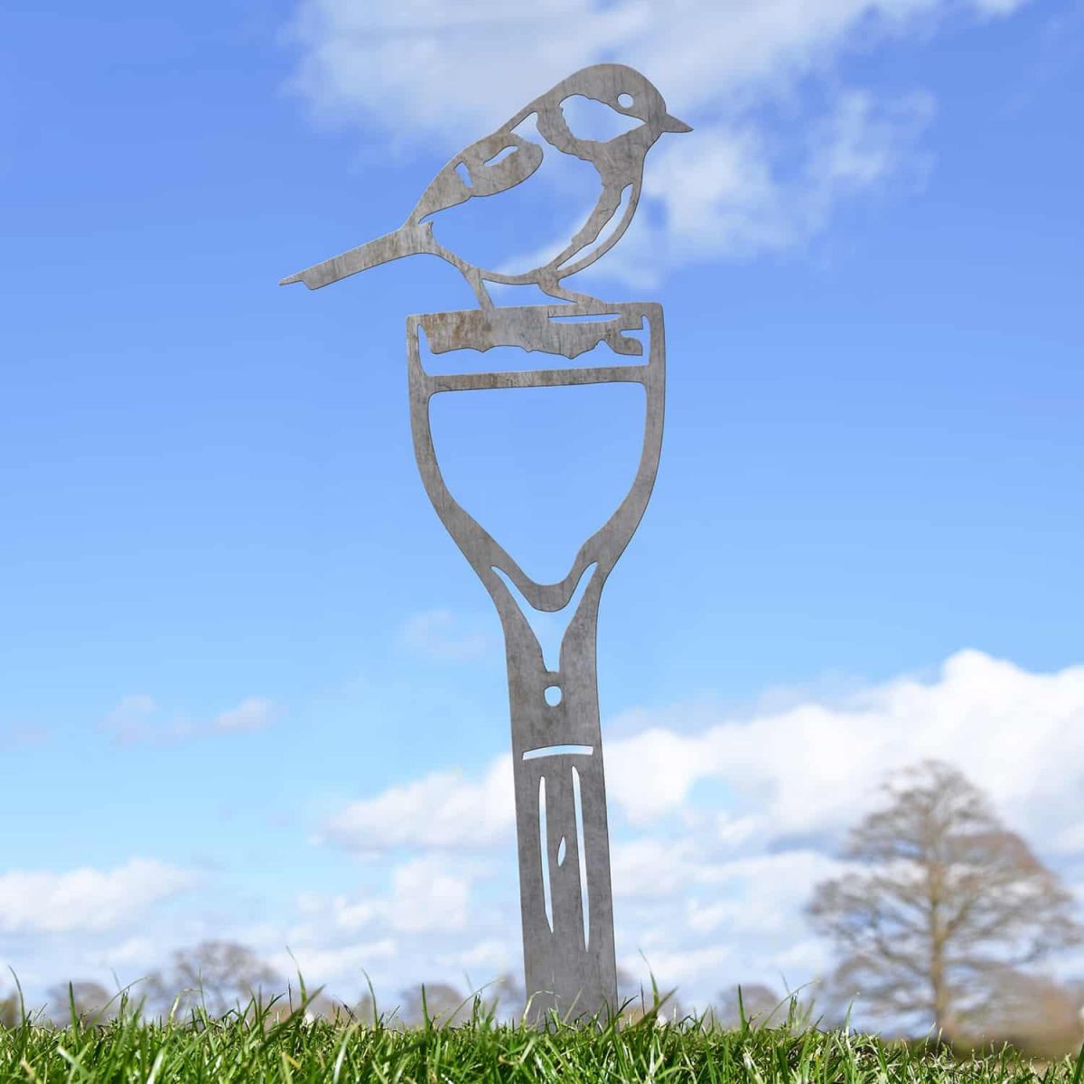 Unfinished Sheet Steel Silhouette with Great Tit Bird Design