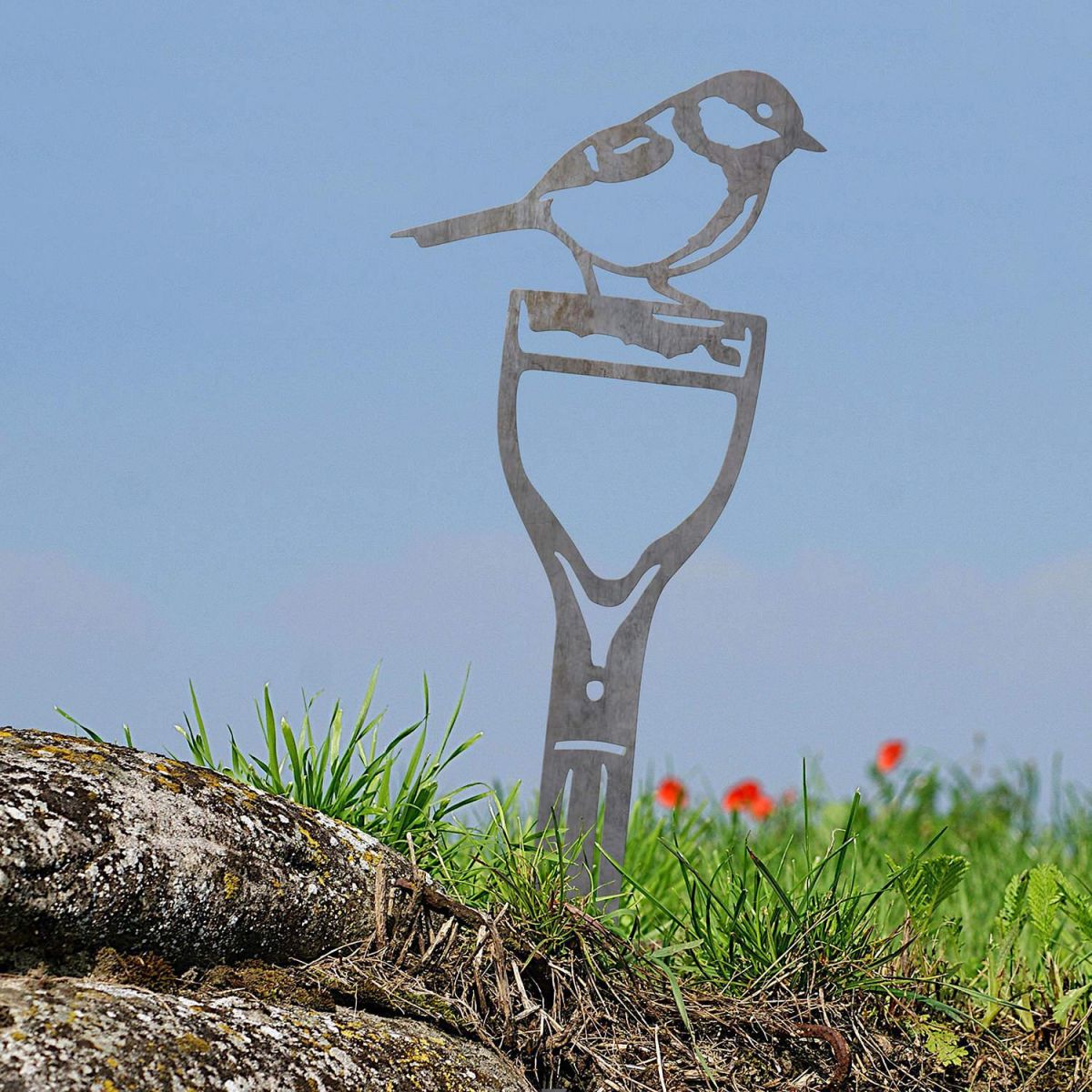 Unfinished Sheet Steel Silhouette with Great Tit Bird Motif