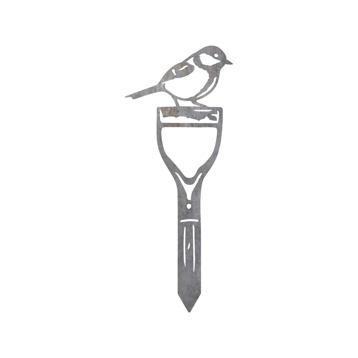 Close-Up of Great Tit Bird Sheet Steel Silhouette in Natural Steel Finish