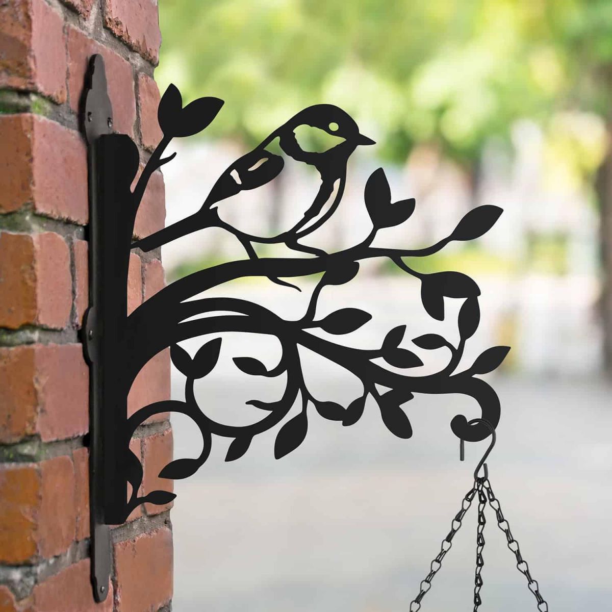 Great Tit on Branches Steel Hanging Basket Bracket Great Tit on Branches Steel Hanging Basket Bracket