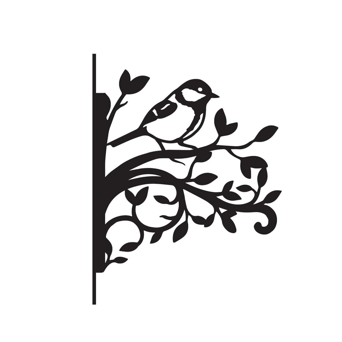 Close-Up of Great Tit on Branches Steel Hanging Basket Bracket Close-Up of Great Tit on Branches Steel Hanging Basket Bracket