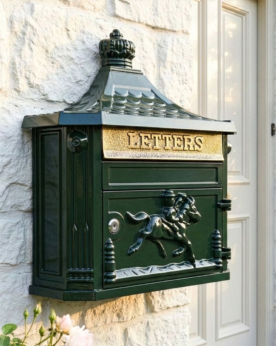 Green "Odell" Wall Mounted Post Box digital illustration