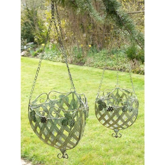 “Strawberry Lane” Deep Latticework Hanging Basket sold in a Pair