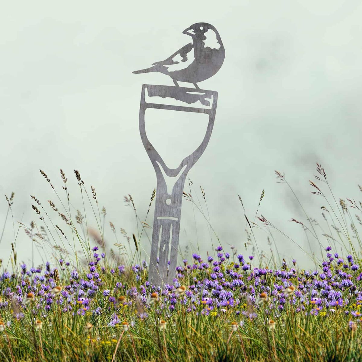 Greenfinch Bird Sheet Steel Silhouette in Natural Steel Finish