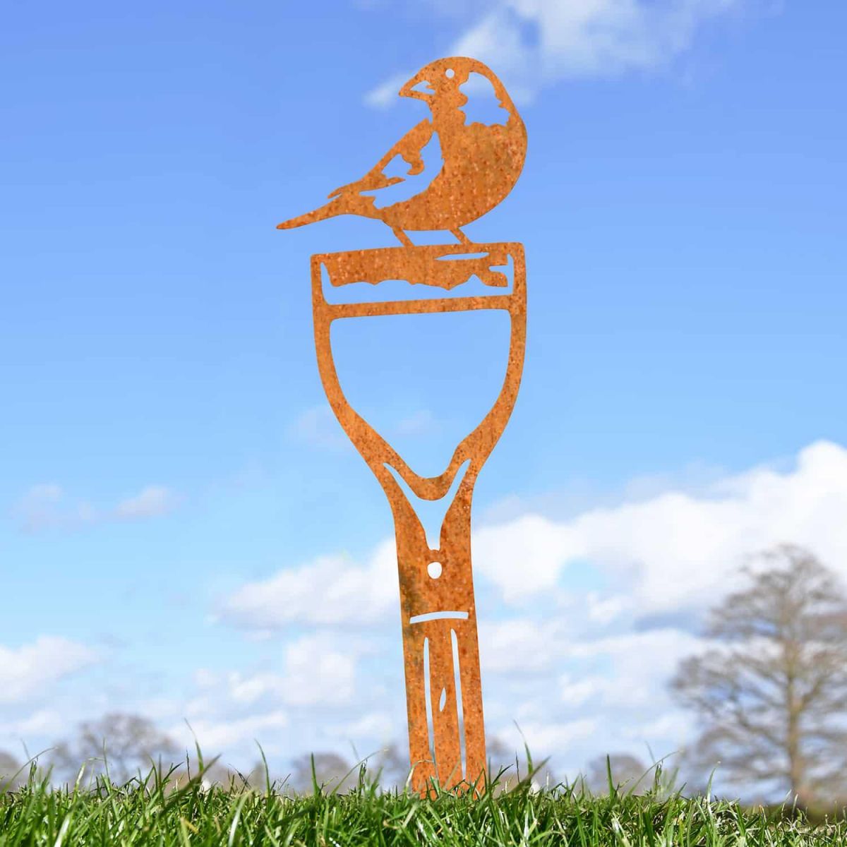 Sheet Steel Silhouette in Rustic Finish with Greenfinch Bird Motif