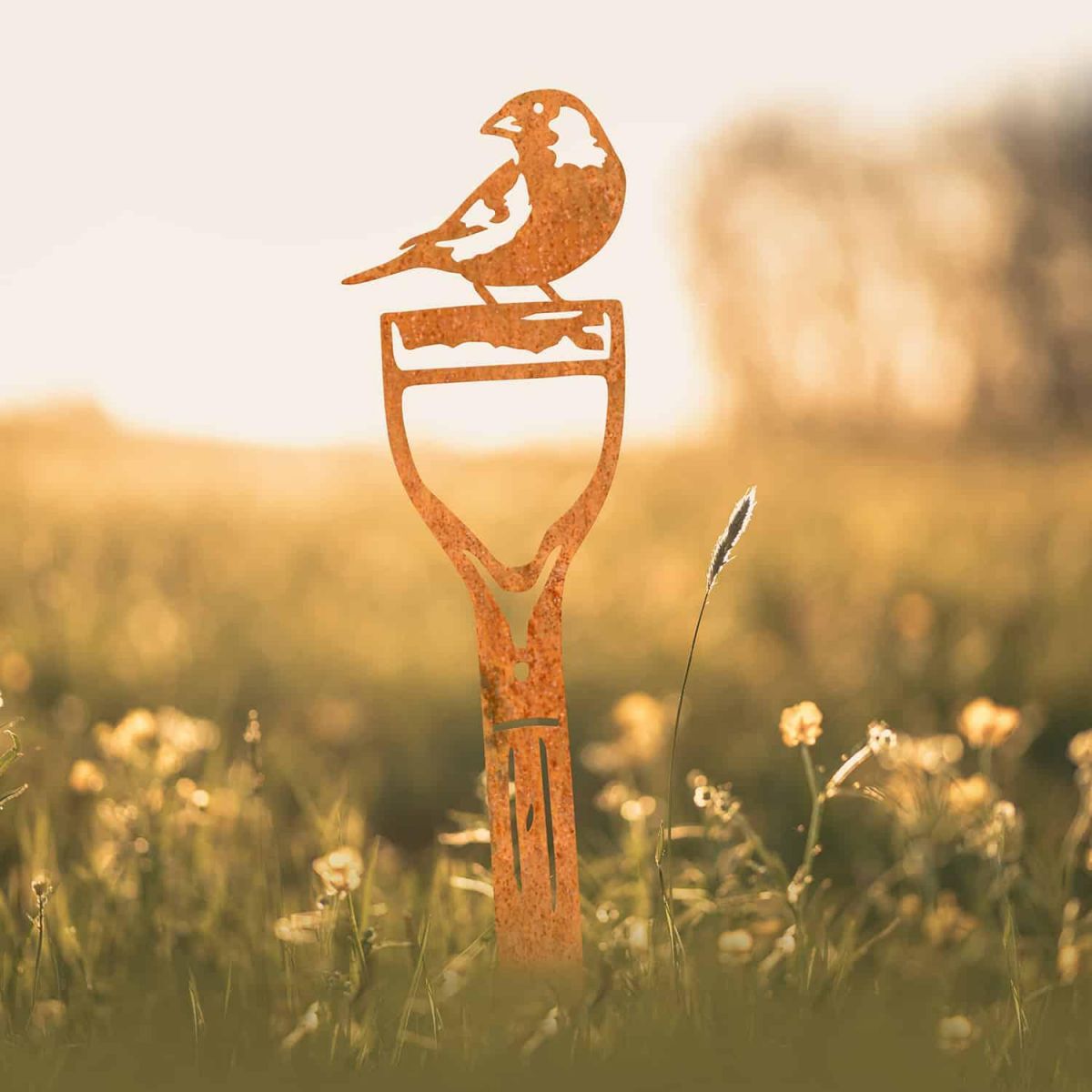 Greenfinch Bird Sheet Steel Silhouette in Rustic Finish