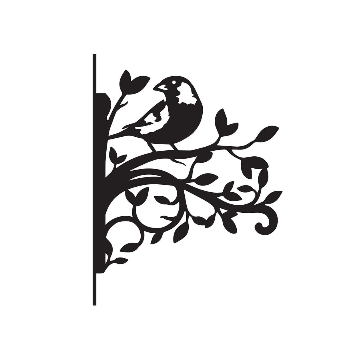 Close-Up of Greenfinch & Branches Steel Hanging Basket Bracket