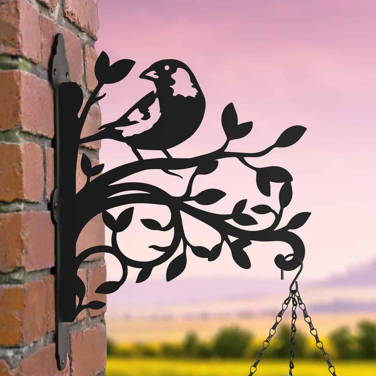 Greenfinch & Branches Steel Hanging Basket Bracket in Situ