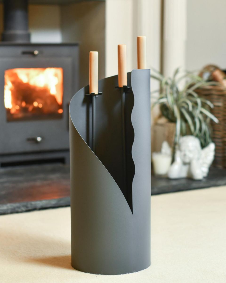 Grey Contemporary "Waves" Companion Set