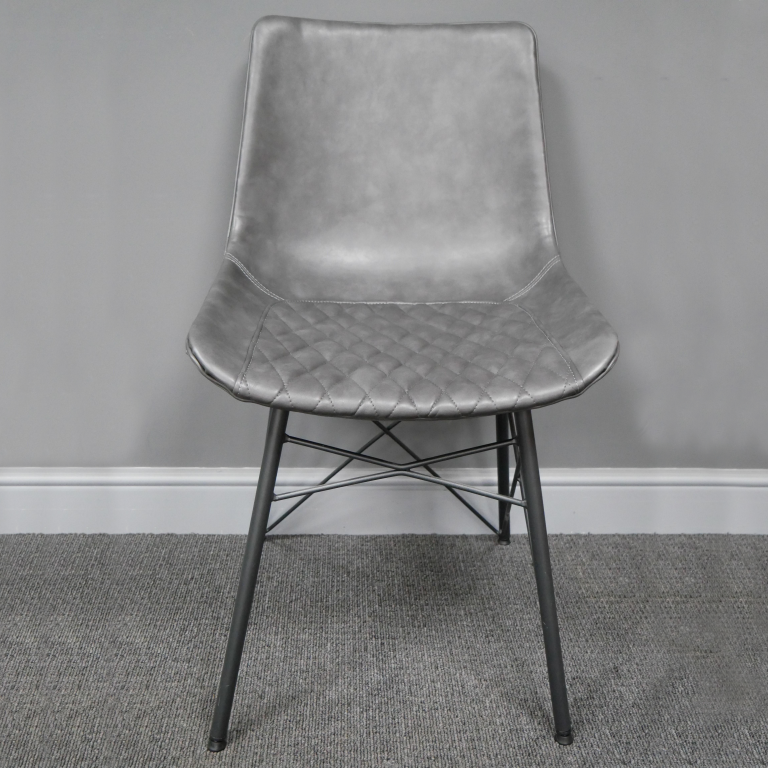 Leather Dining Chair in Grey 