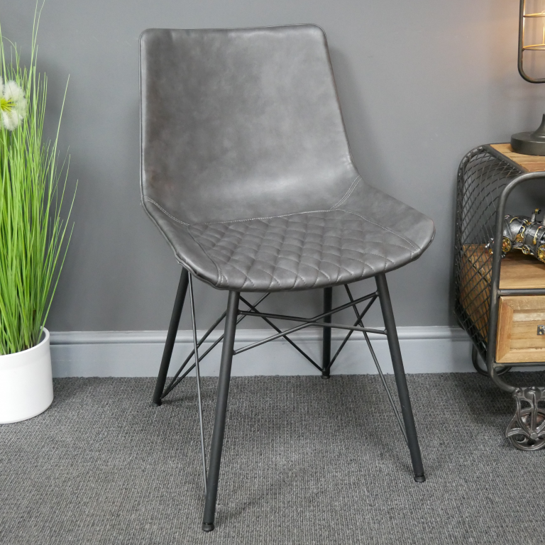 Grey Leather Dining Chair in situ in the Home