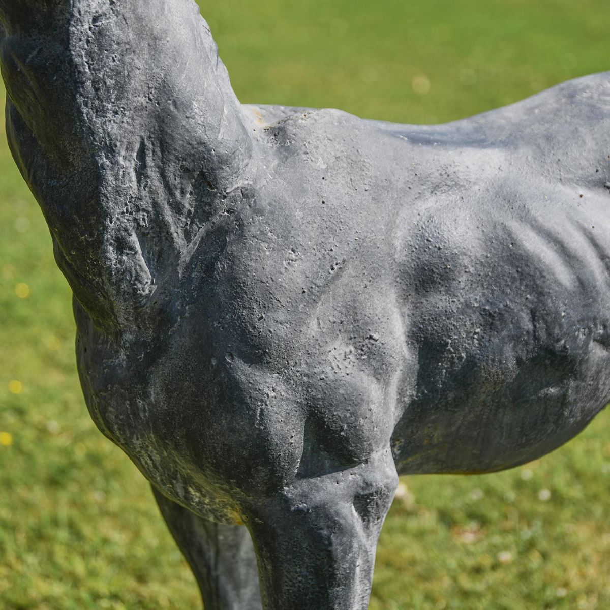 Close-up of the Detail on the Grey Standing Stag Sculpture