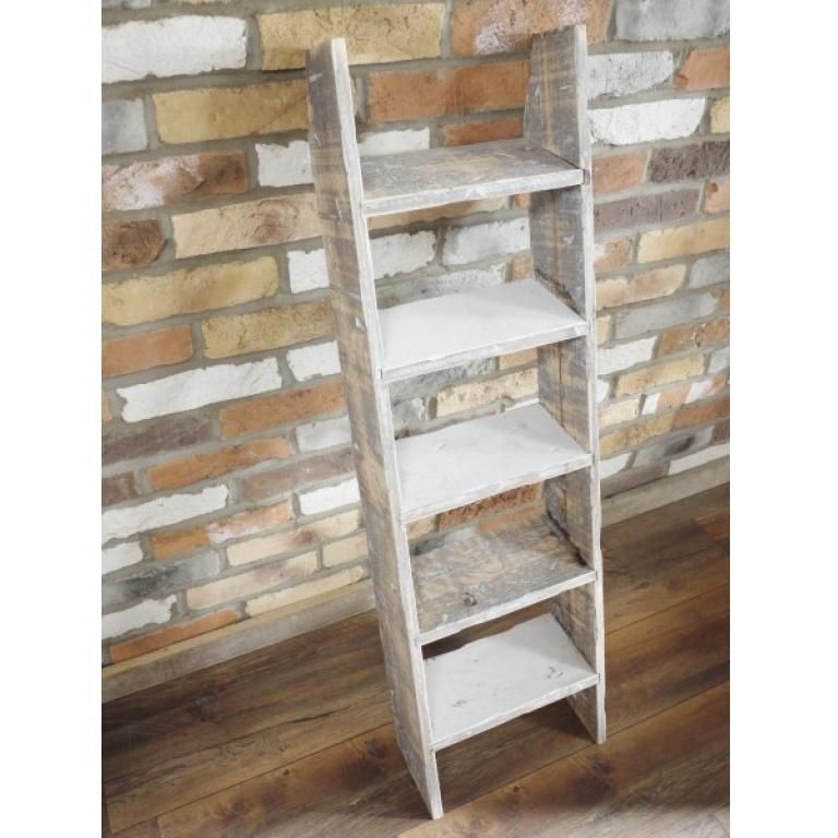 Empty Grey Wooden Decorative Ladder in Situ