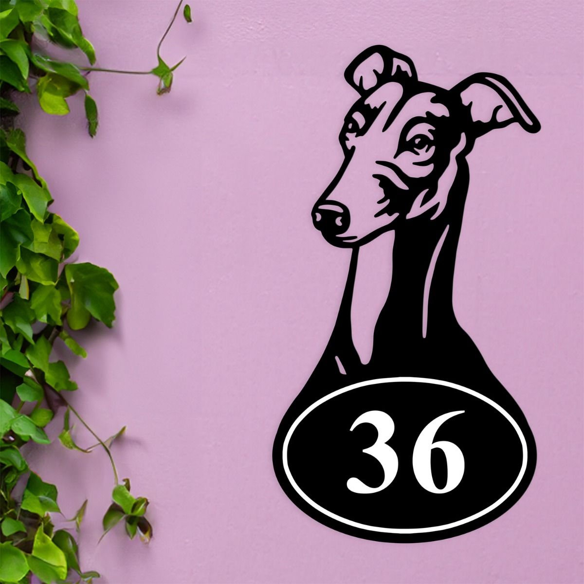Greyhound Dog Iron House number Sign 