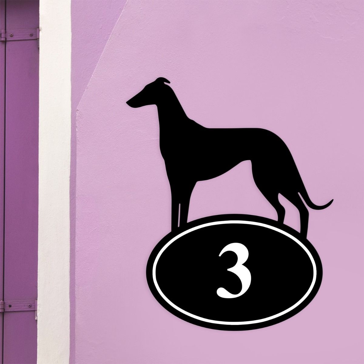 Greyhound Iron House Number Sign 