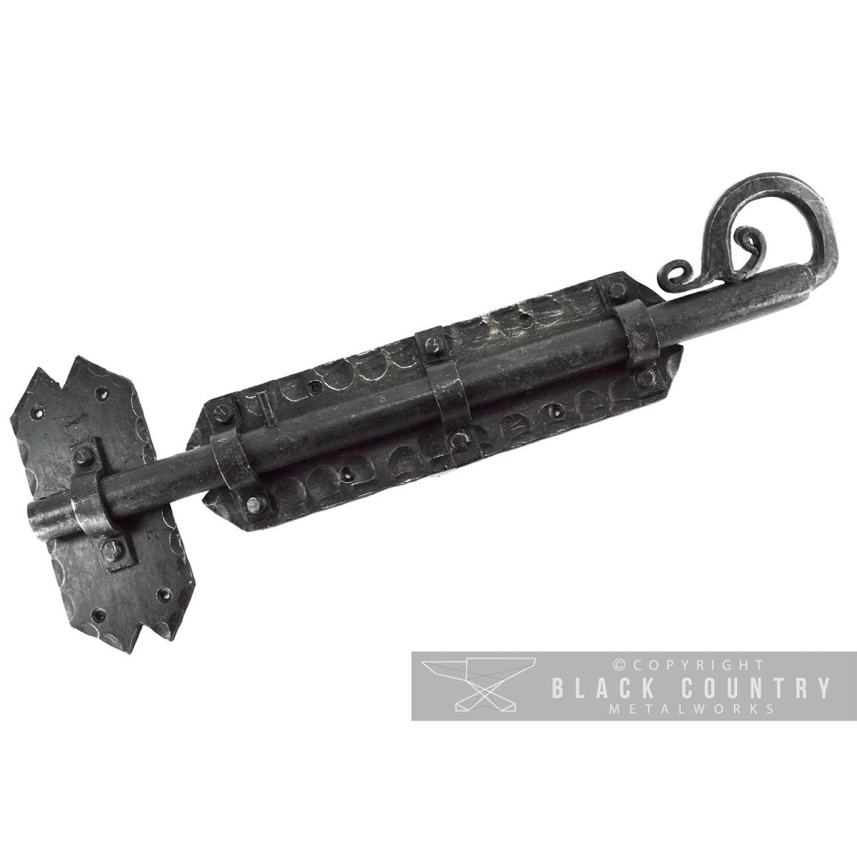 "Grimoire" Door Bolt in a Natural Iron Finish