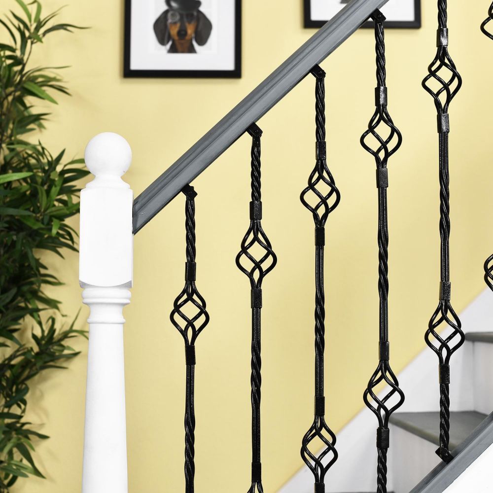 "Grosvenor" Double Basket Rope Twist Stair Spindle with Brackets