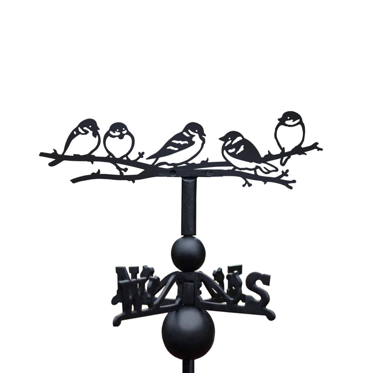 Group of sparrows weathervane with a white background