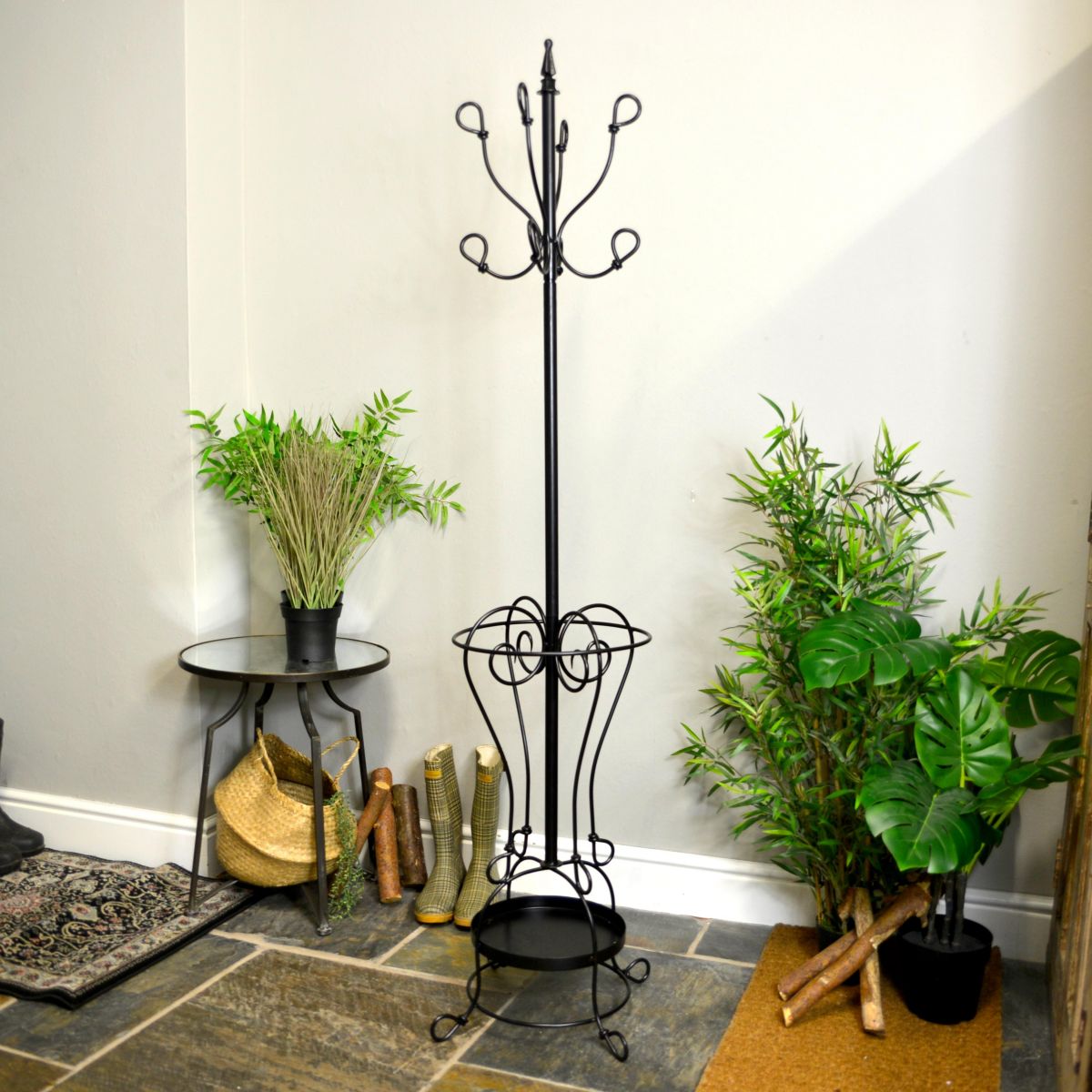 Black Hallway Butler Hat & Coat Stand in Situ