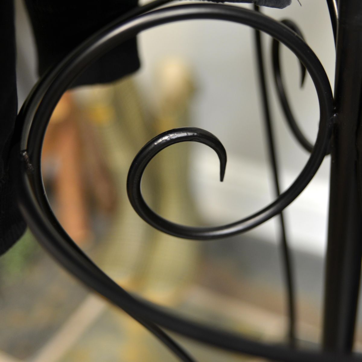 Black Hallway Butler Hat & Coat Stand Scrolled Detail