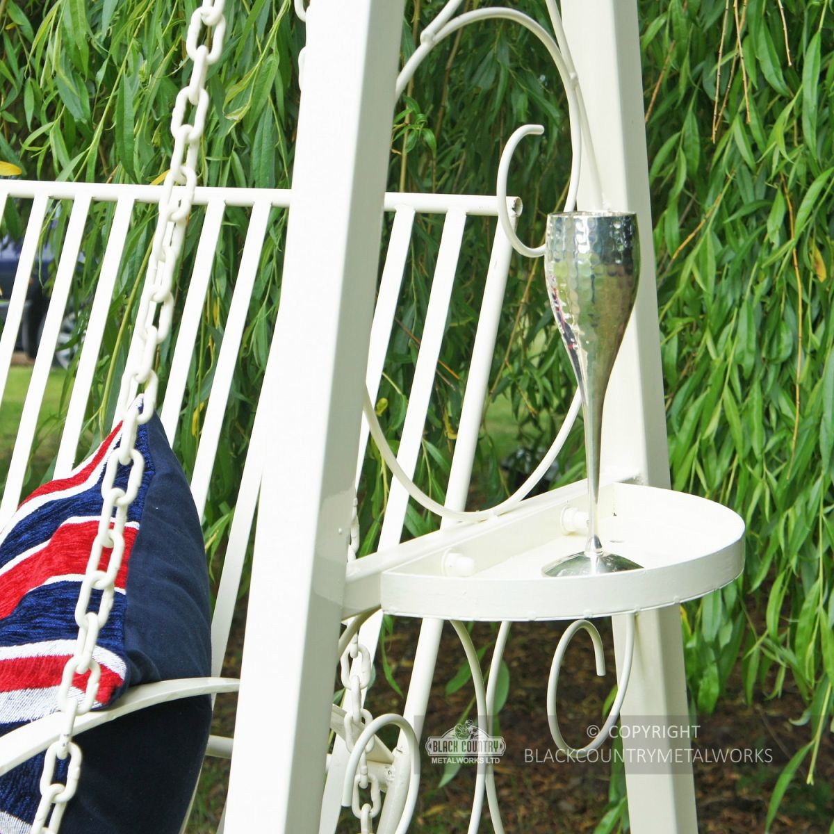Half moon handy side table on swing hammock