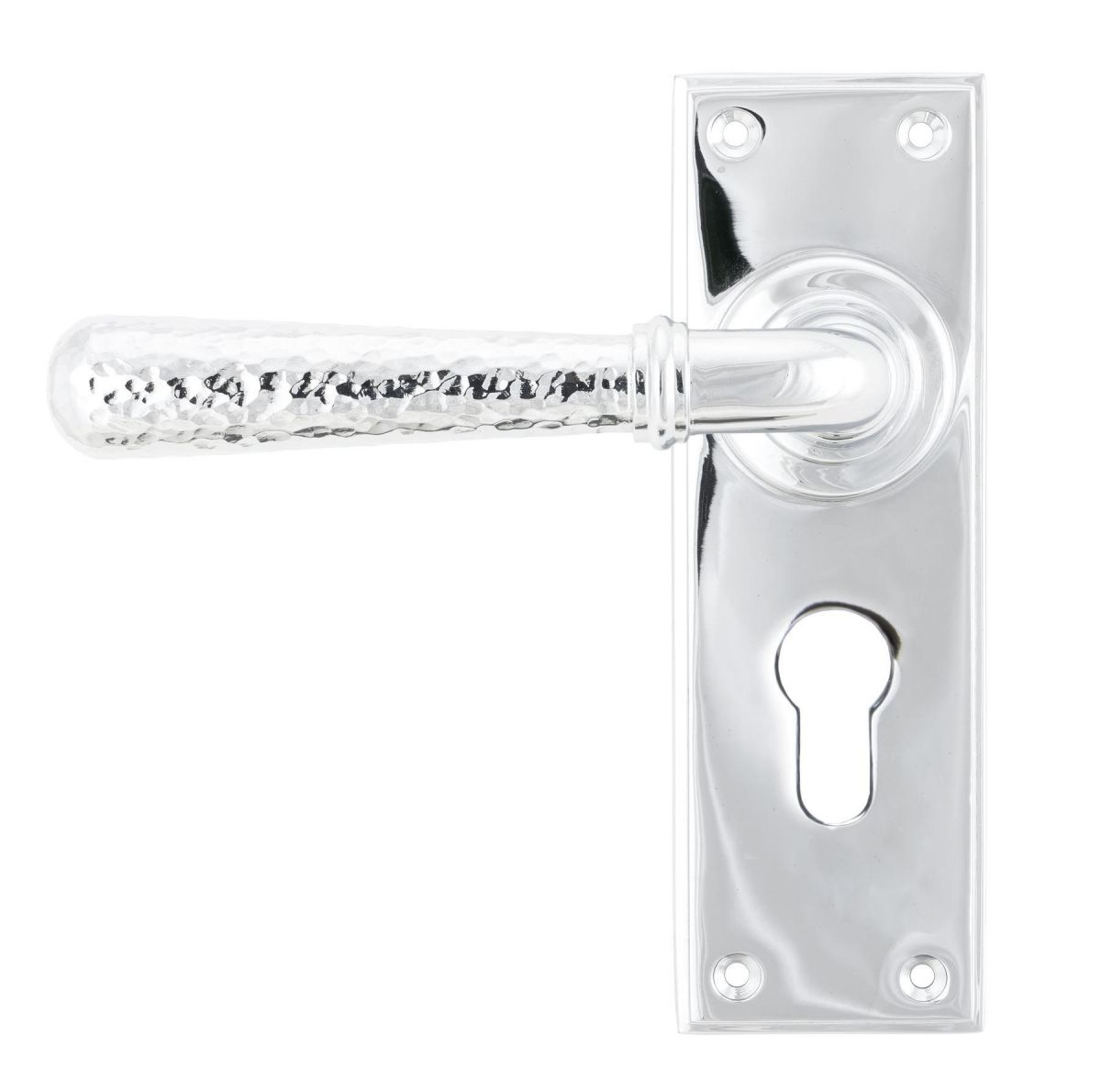 Hammered Bright Chrome Lever Euro Door Handle