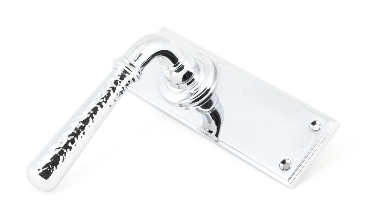 Hammered Bright Chrome Lever Latch Door Handle Side View